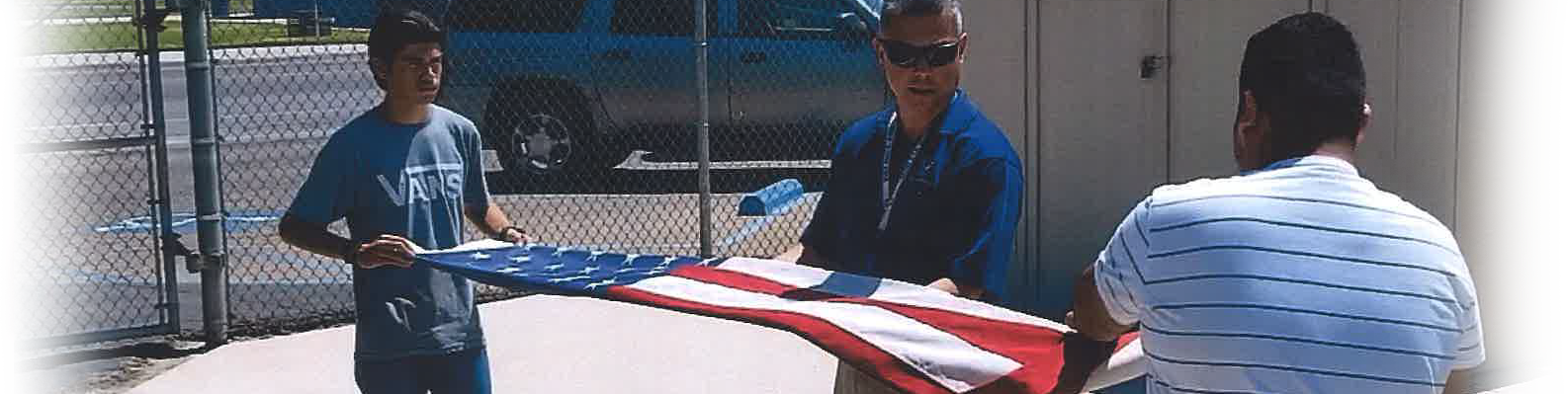 Folding the American flag